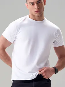 Men Casual Cotton T-Shirt Basic Solid Color Round Neck Short Sleeve Loose Fit Summer Top Comfortable Breathable Tee