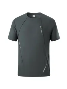 T-shirt sportiva da uomo a asciugatura rapida, grigio antracite, stampa Night Exercise