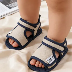 Baby Boy Summer Cotton Walker Sandals M2097 Breathable Soft Sole Hook-and-Loop Infant First Walker Shoes
