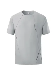 T-shirt sportiva da uomo grigia ad asciugatura rapida con stampa 'Night Exercise'