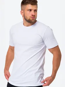 Detailed view of a premium classic white men's short-sleeved cotton T-shirt, front