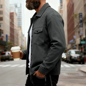 Veste décontractée pour homme à coupe ajustée avec revers, deux poches poitrine et boutonnage simple
