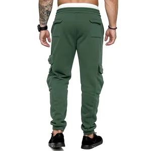 Premium men's olive green cargo joggers featuring multi-pocket design and tapered fit.