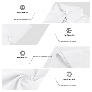 Detailansicht eines weißen Herren-Leinen-Poloshirts mit Kragen, Ärmeln und Saum