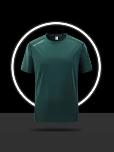 High-performance men's quick-dry sports t-shirt for outdoor running and fitness in dark green