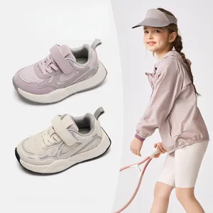 Girls Breathable Mesh Sneakers Kids Microfiber Casual Running Shoes Outdoor Hiking Walking Shoes With Hook And Loop Closure Soft Sole