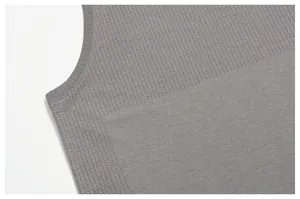 Close-up detail of grey seamless quick-dry breathable men's sports tank top fabric