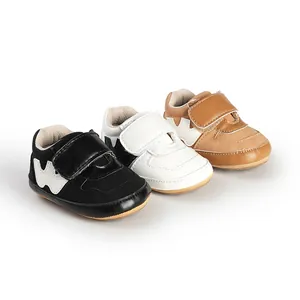 Infant walking sneakers in three colors with hook-and-loop straps for baby boys.
