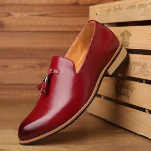 Zapatos de Vestir para Hombre Estilo Británico Punta Estrecha Mocasines con Borlas Cuero Sintético Zapatos Formales para Negocios Casual Boda
