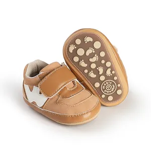 Detailed view of baby pre-walker sports shoes showing non-slip sole and side profile