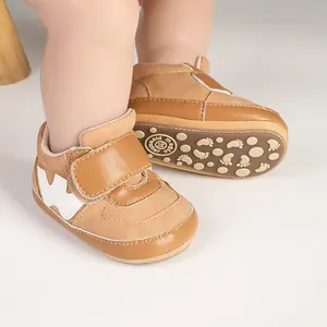 Detailed view of baby pre-walker sneakers with non-slip soft soles and velcro