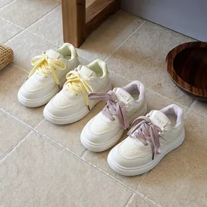 Fashionable Kids Sneakers For Girls Trendy White Running Shoes Non Slip Breathable Student Casual Shoes Hook And Loop Footwear Spring IMGT