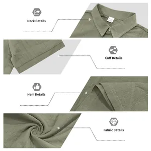 Λεπτομέρειες από ανδρικό λινό casual polo που δείχνουν τον γιακά και το ύφασμα