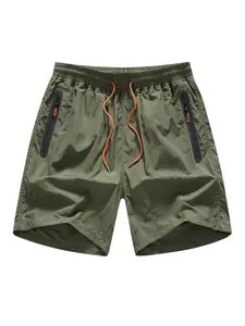 Pantalones cortos de playa para hombre verde oliva de secado rápido con cintura elástica