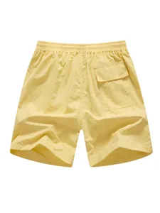 Bañador de hombre amarillo de secado rápido para verano con cintura elástica y bolsillo
