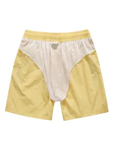 Bañador amarillo de secado rápido para hombre con forro interior de malla blanca