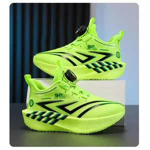 Jungen Neongrün atmungsaktive Mesh Sportschuhe mit Drehverschluss