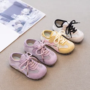 Breathable mesh girls' sneakers in multiple pastel colors with a premium soft suede finish.
