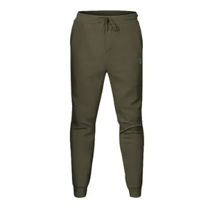 Vista frontal de joggers para hombre verde oliva con textura y cintura elástica de cordón