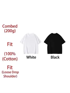 Men's 100% cotton short sleeve t-shirt with drop shoulder fit in black and white