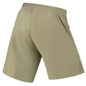 Men's breathable athletic quick-dry shorts for running and fitness in khaki green