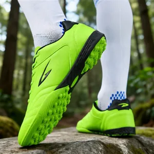 Unisex Professional Turf Soccer Cleats Breathable Synthetic Leather Training Shoes For Youth Adults Neon Green White Gold Black