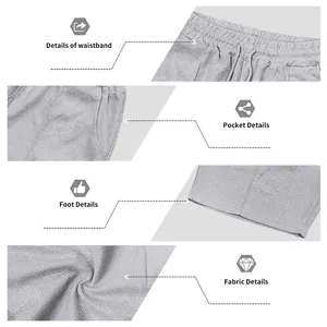Vues détaillées du short en maille gaufrée grise montrant la taille et le tissu.