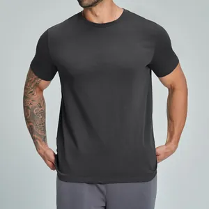 Camiseta de Manga Corta de Algodón Orgánico para Hombre Transpirable Deportivo Casual Cuello Redondo para Correr Fitness