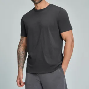 Camiseta deportiva de hombre en algodón orgánico transpirable color gris oscuro