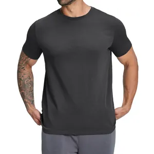 Camiseta cómoda de algodón orgánico gris carbón para hombre, deporte y casual