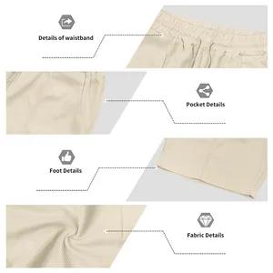 Vues détaillées montrant la taille, les poches et le tissu gaufré lourd du short homme