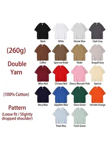 Mehrfarbige T-Shirts aus 100% Baumwolle, lockere Passform, 260g Gewicht
