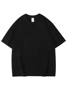 Premium minimalist men's loose-fit pure cotton short-sleeved T-shirt in classic black