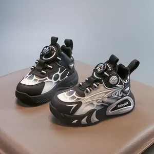 Children's functional sneakers with rotating dial lace-up and non-slip soft sole