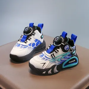 Boys' functional sports shoes with rotary buckle closure and anti-slip soft sole
