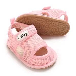 Rosa Mesh-Sommerschuhe für Babys mit atmungsaktivem Obermaterial und weicher Gummisohle