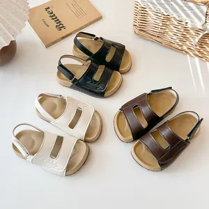 Sandali Estivi per Bambini Ragazzi Ragazze in Pelle PU Scarpe da Spiaggia Moda Traspiranti Antiscivolo Sandali Casual con Chiusura a Strappo