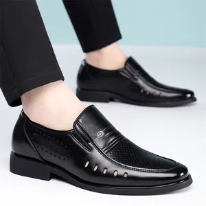 Schwarze Herren Business-Lederschuhe mit atmungsaktivem Lochmuster-Design