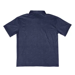 Back view of a men's navy blue Polo shirt featuring a vintage distressed washed texture.