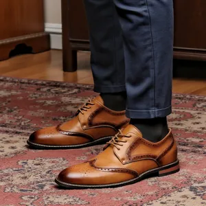 Chaussures richelieu marron élégantes pour hommes avec détails richelieu classiques.