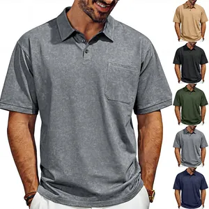 Men's Oversized Heavyweight Tie-Dye Polo Shirt Summer Casual Loose Button Lapel Short Sleeve Top With Chest Pocket