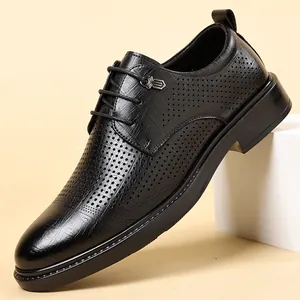 Men Business Casual Oxford Shoes Regenerated Leather Breathable Crocodile Pattern Formal Dress Shoes Office Wedding