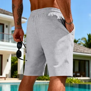 Vue arrière détaillée du short décontracté gris clair en maille gaufrée pour homme