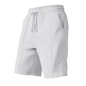 Short décontracté en maille gaufrée gris clair pour homme avec cordon de serrage
