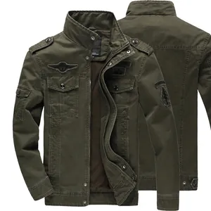 Chaqueta cargo para hombre profesional verde oliva estilo militar con parches bordados