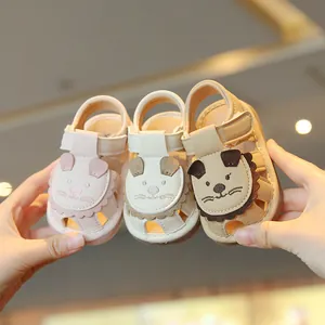 Scarpe da Camminata Estive per Neonati Leone Cartone Animato Suola Morbida Antiscivolo Sandali per Bambini Traspiranti Velcro Scarpe Fischianti