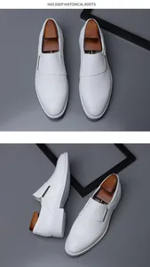 Detailansichten von hochwertigen weißen spitz zulaufenden Business-Leder-Loafers