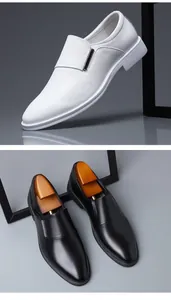 Detailansicht der hochwertigen Herren-Business-Schuhe aus echtem Leder in Schwarz und Weiß