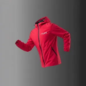 Rote Herren Sonnencreme Jacke mit Kapuze, UPF 50+ UV-Schutz und RUN-Logo