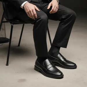 Elegante schwarze Penny Loafers aus Leder für Herren in professionellem Business-Stil